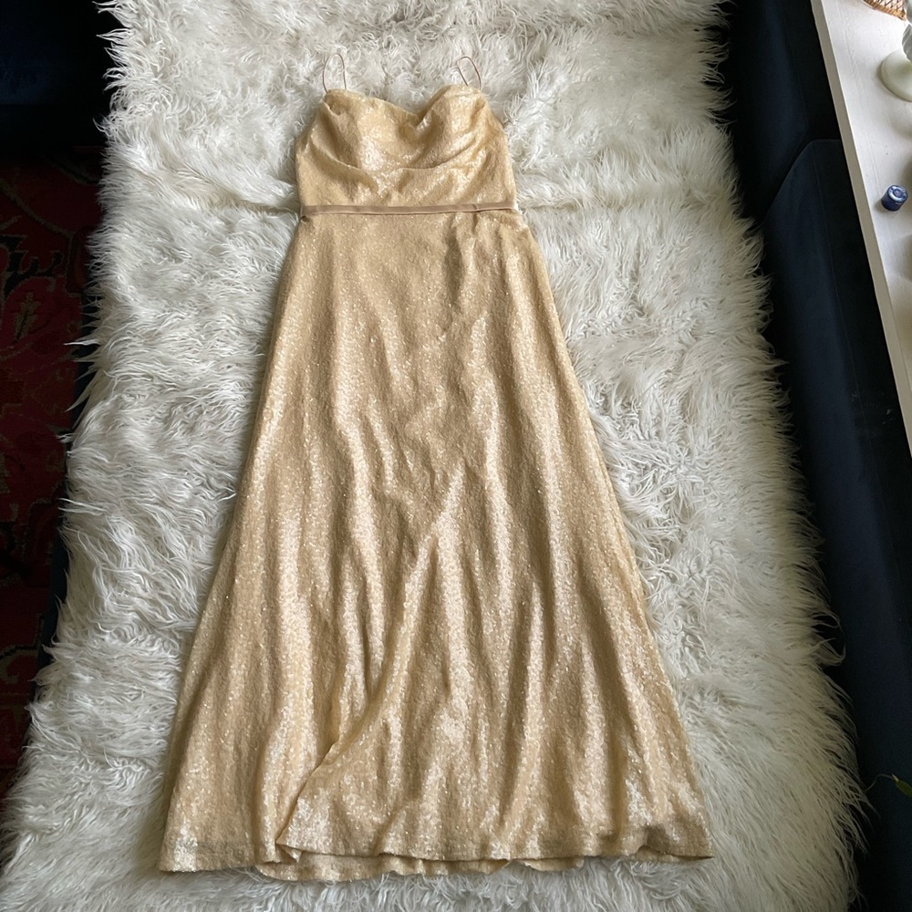 Christina Wu Champagne Sequin‎ Gown